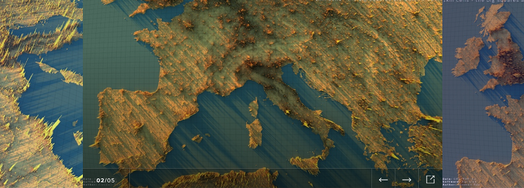 Візіком, maps API, 3D мапа населення Європи