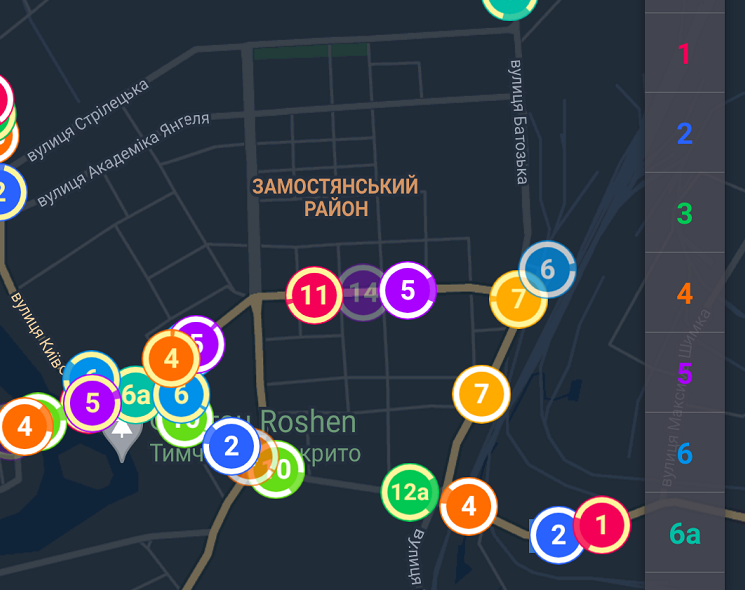 Візіком,  maps API, Вінниця, CityBus,