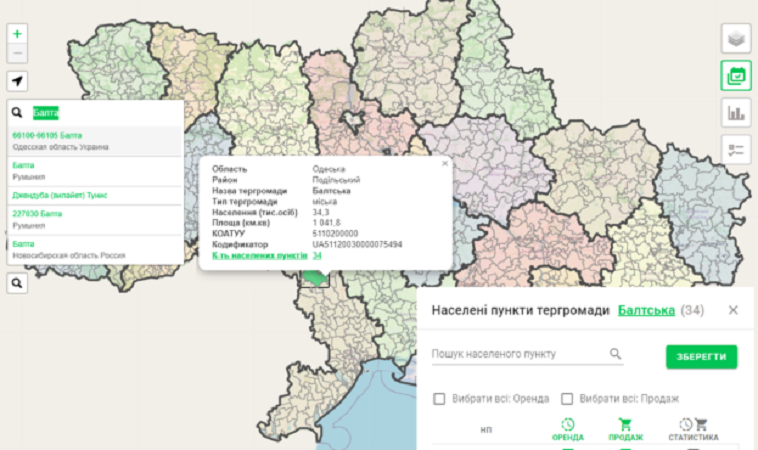 Візіком,  maps API, земельні ділянки,
