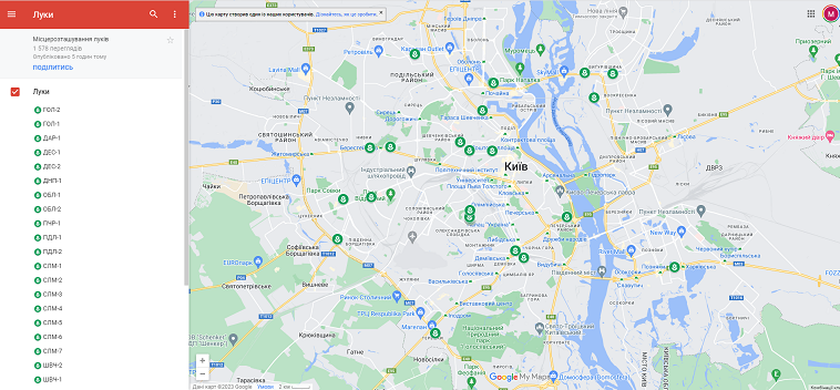 Візіком,  maps API, Київ, карта, луки,
