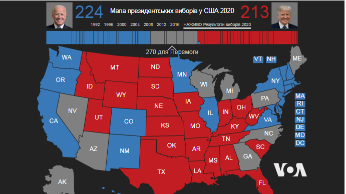 Візіком,  maps API, карта виборів у США