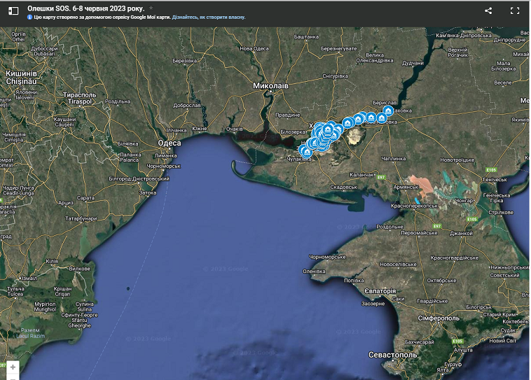 Візіком,  maps API, Олешки, Херсонщина, карта,