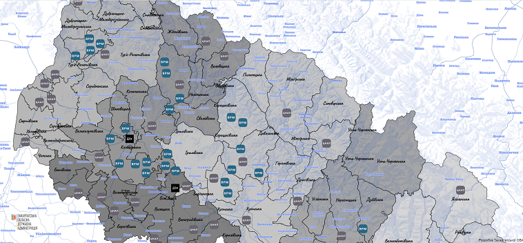 Візіком,  maps API, Закарпаття, ЦНАПи, карта,