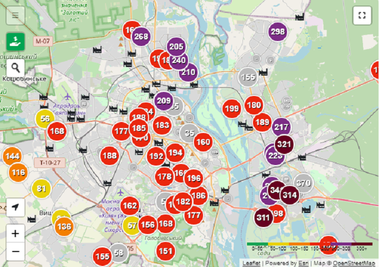 Візіком, ГІС, maps API, карта Києва, карта забруднення